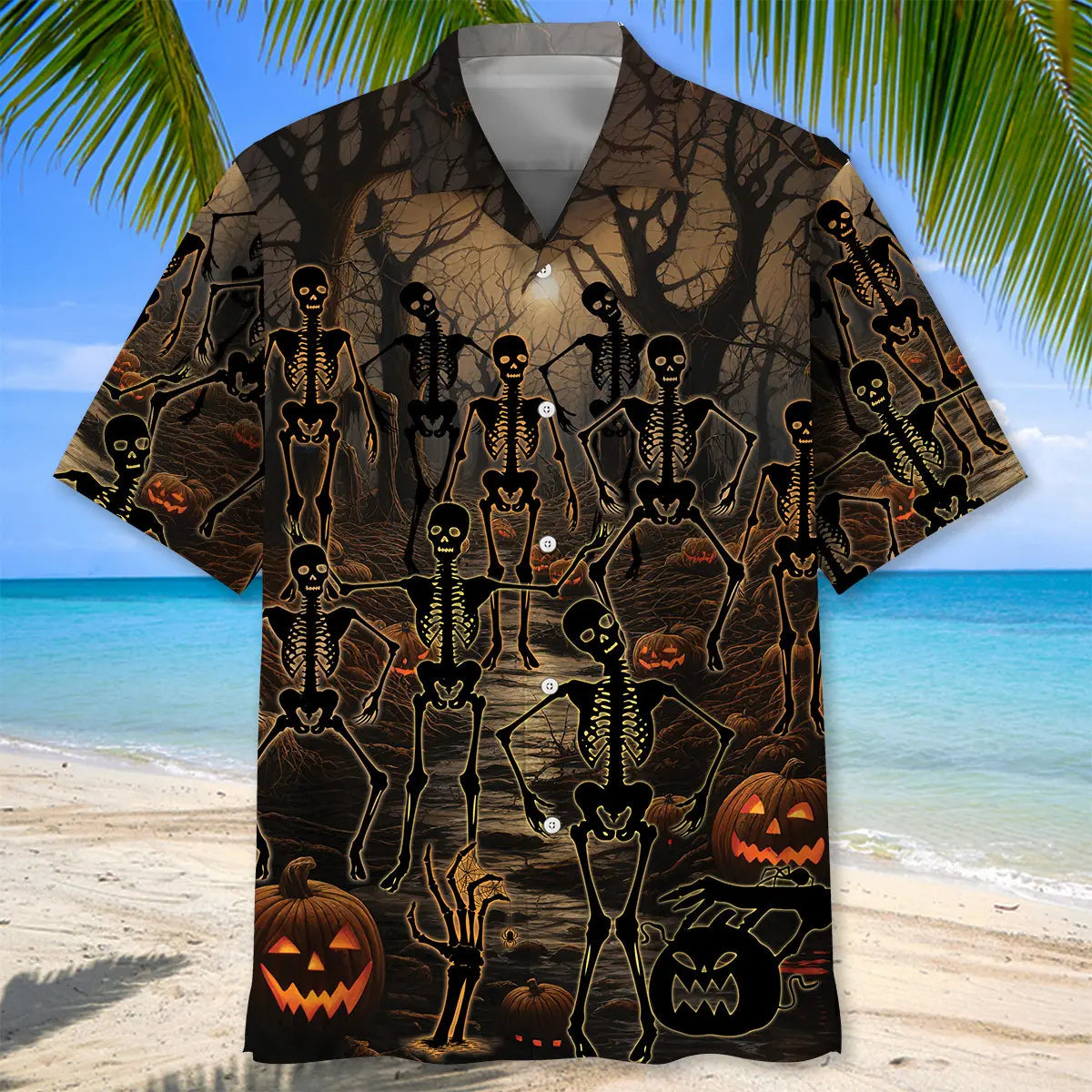 Halloween Creepy Forest Hawaiian Shirt For Island Vacations, Resort Wear, And Relaxed Seasonal Style
