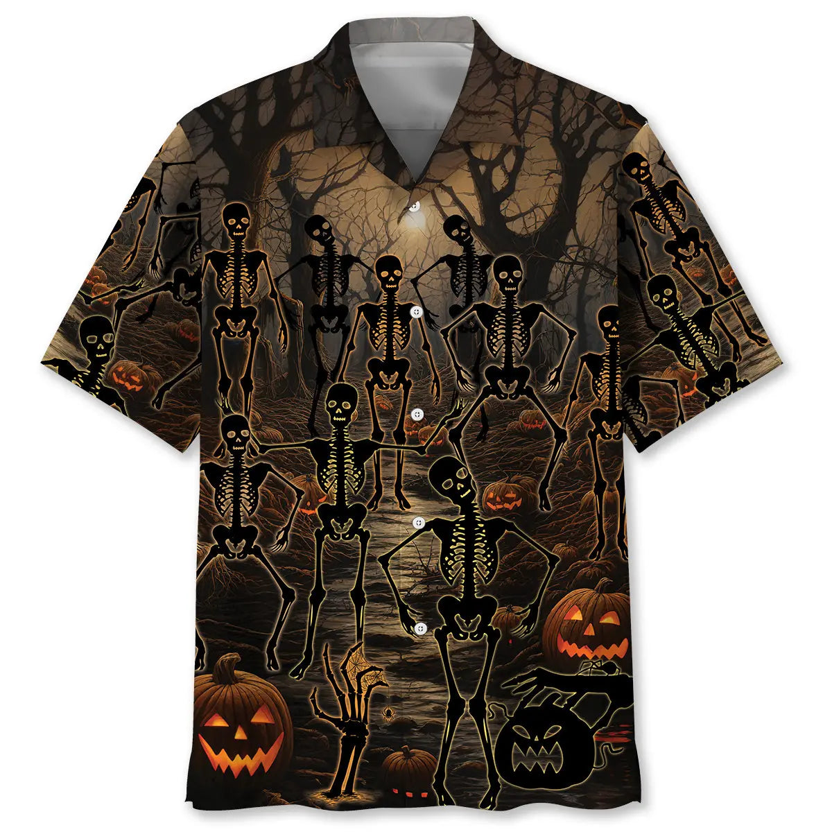 Halloween Creepy Forest Hawaiian Shirt For Island Vacations, Resort Wear, And Relaxed Seasonal Style