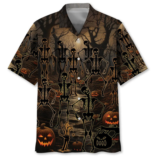 Halloween Creepy Forest Hawaiian Shirt For Island Vacations, Resort Wear, And Relaxed Seasonal Style