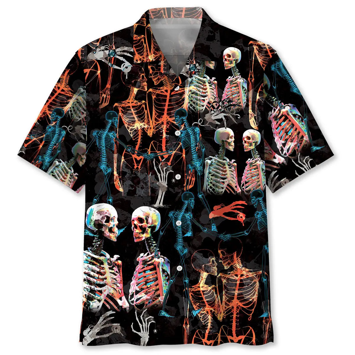 Halloween Creepy Skeleton Hawaiian Shirt For Tropical Holidays, Outdoor Gatherings, And Everyday Comfort