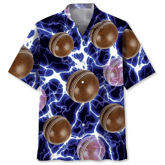 Cricket Ball Thunder Hawaiian Shirt For Sports Fans, Summer Outings, And Relaxed Vacation Wear
