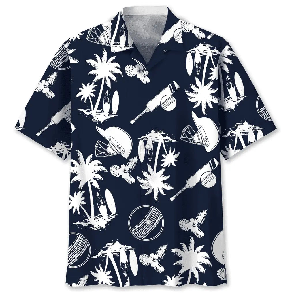 Cricket Black White Hawaiian Shirt For Tropical Holidays, Outdoor Gatherings, And Everyday Comfort
