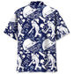 Cricket Blue Hawaiian Shirt For Island Vacations, Resort Wear, And Relaxed Seasonal Style