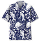 Cricket Blue Hawaiian Shirt For Island Vacations, Resort Wear, And Relaxed Seasonal Style