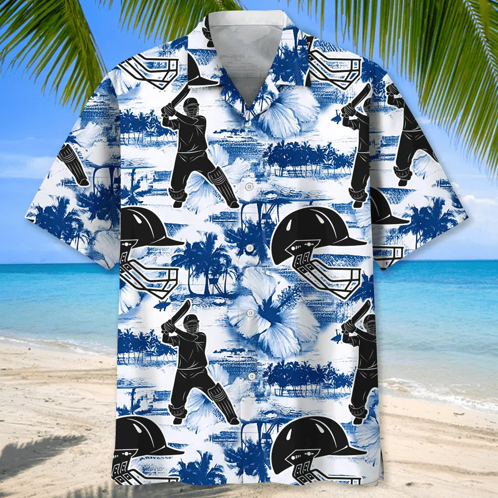 Cricket Blue Nature Hawaiian Shirt For Coastal Travel, Casual Events, And Comfortable Summer Wear
