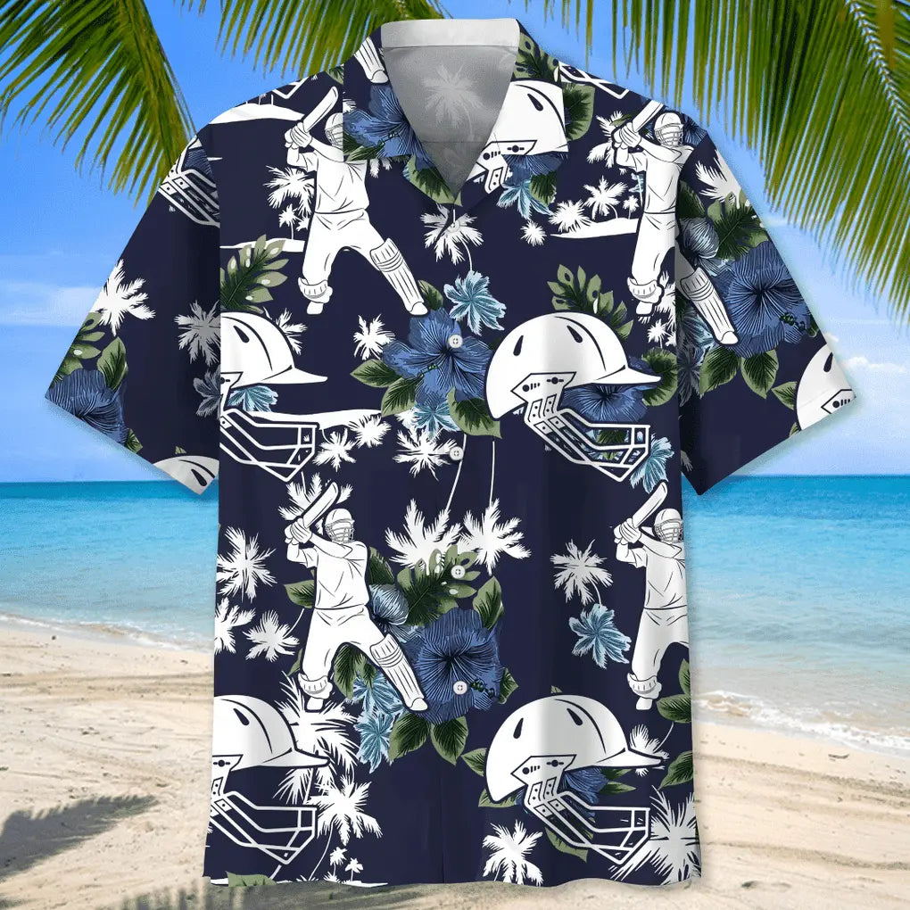 Cricket Blue Nature Hawaiian Shirt For Sports Fans, Summer Outings, And Relaxed Vacation Wear