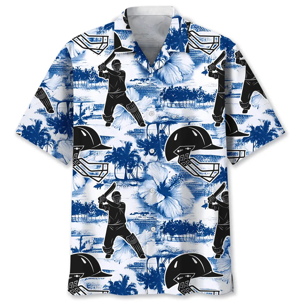Cricket Blue Nature Hawaiian Shirt For Coastal Travel, Casual Events, And Comfortable Summer Wear
