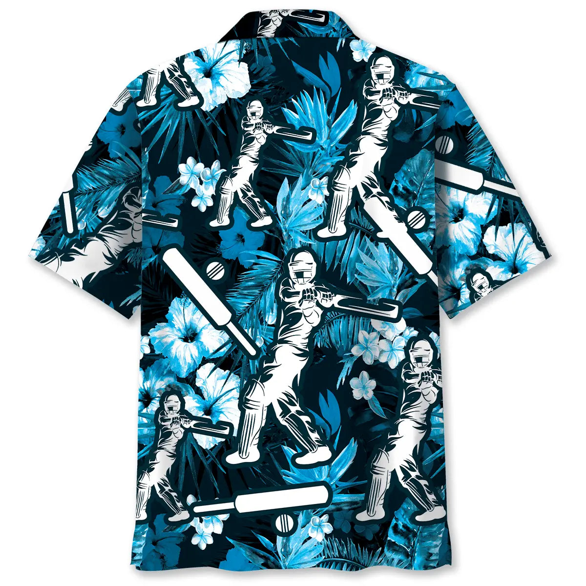 Cricket Hibiscus Blue Hawaiian Shirt For Sports Fans, Summer Outings, And Relaxed Vacation Wear