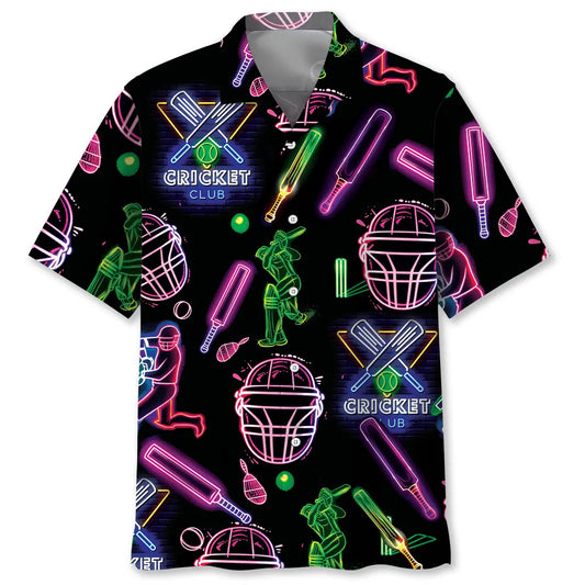 Neon Cricket Hawaiian Shirt For Active Holidays, Resort Trips, And Warm Weather Gatherings