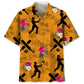 Tropical Cricket Orange Hawaiian Shirt For Outdoor Adventures, Coastal Travel, And Comfortable Casual Style