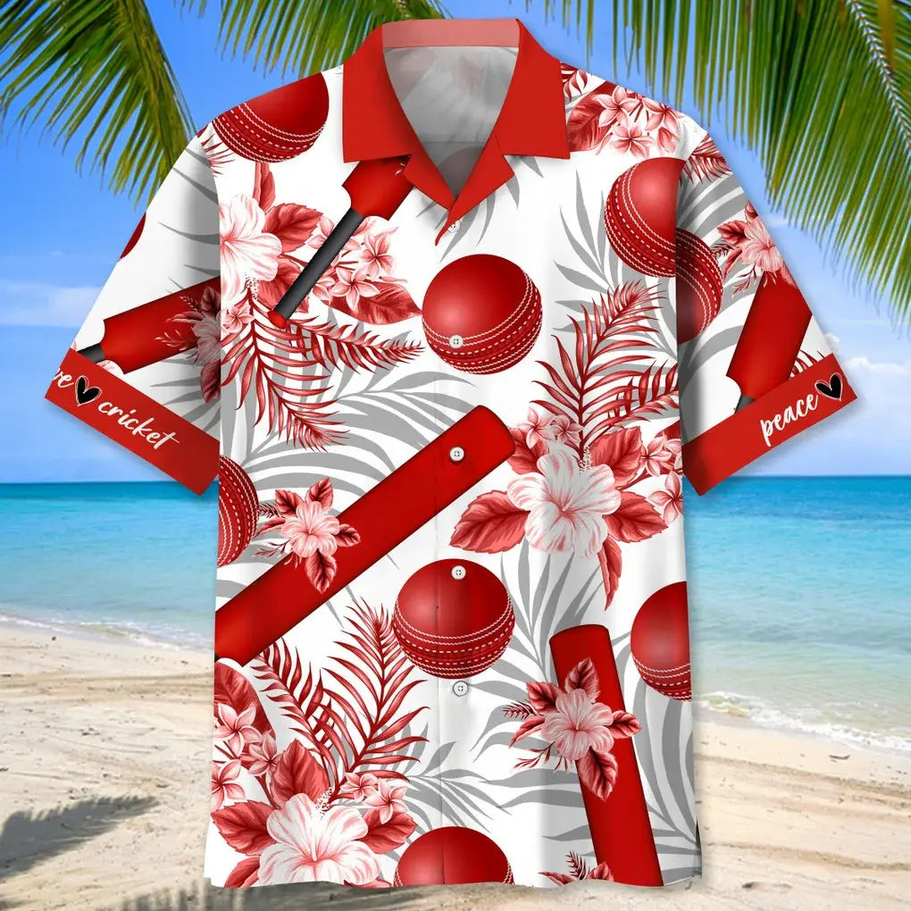 Cricket Red Hawaiian Shirt For Beach Days, Weekend Events, And Thoughtful Gift Giving