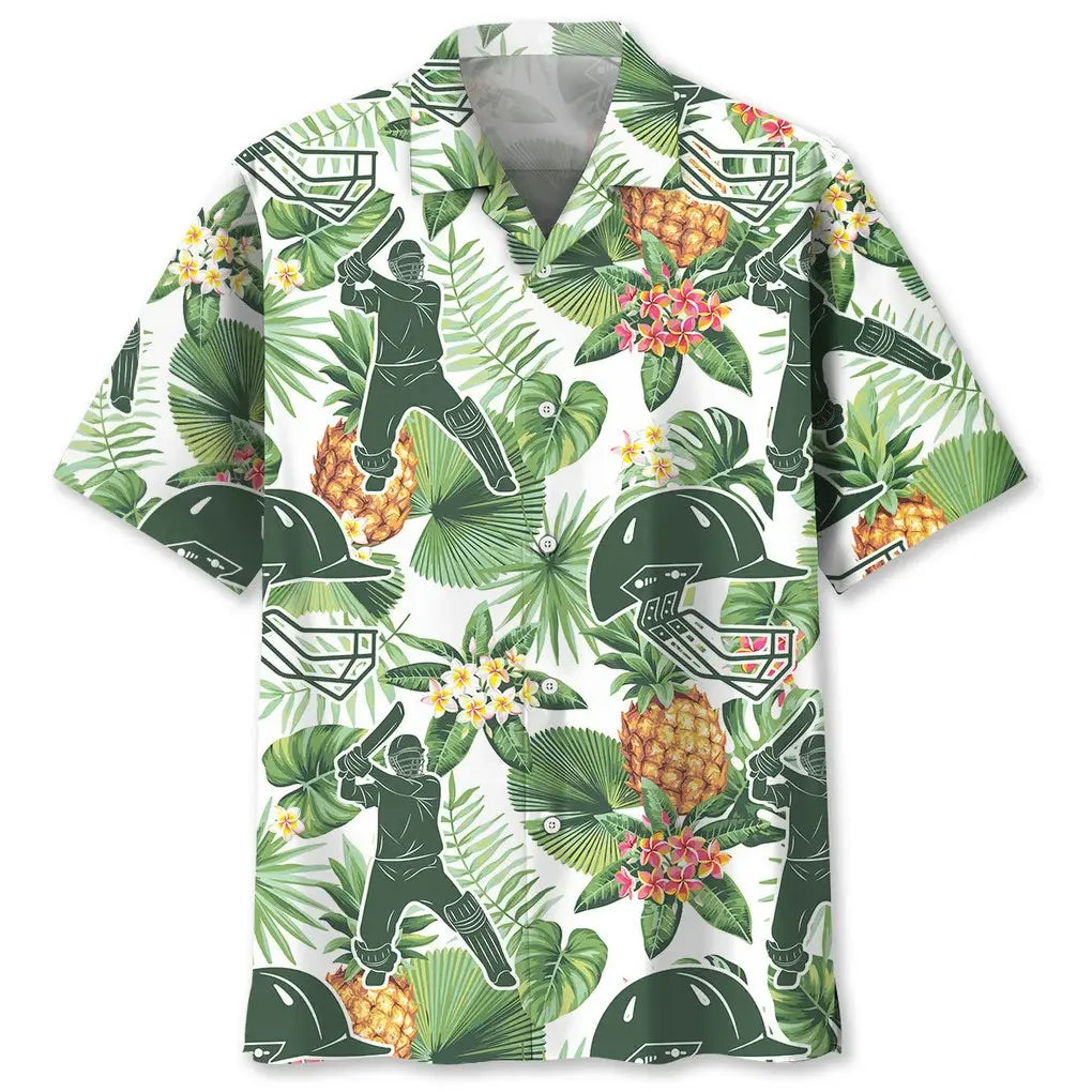Tropical Cricket Pineapple Hawaiian Shirt For Sports Fans, Summer Outings, And Relaxed Vacation Wear