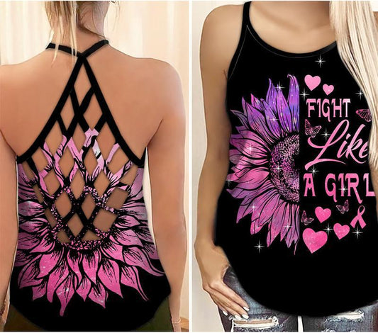 Breast Cancer Strength And Support Hollow Tank Top For Community Events And Positive Support