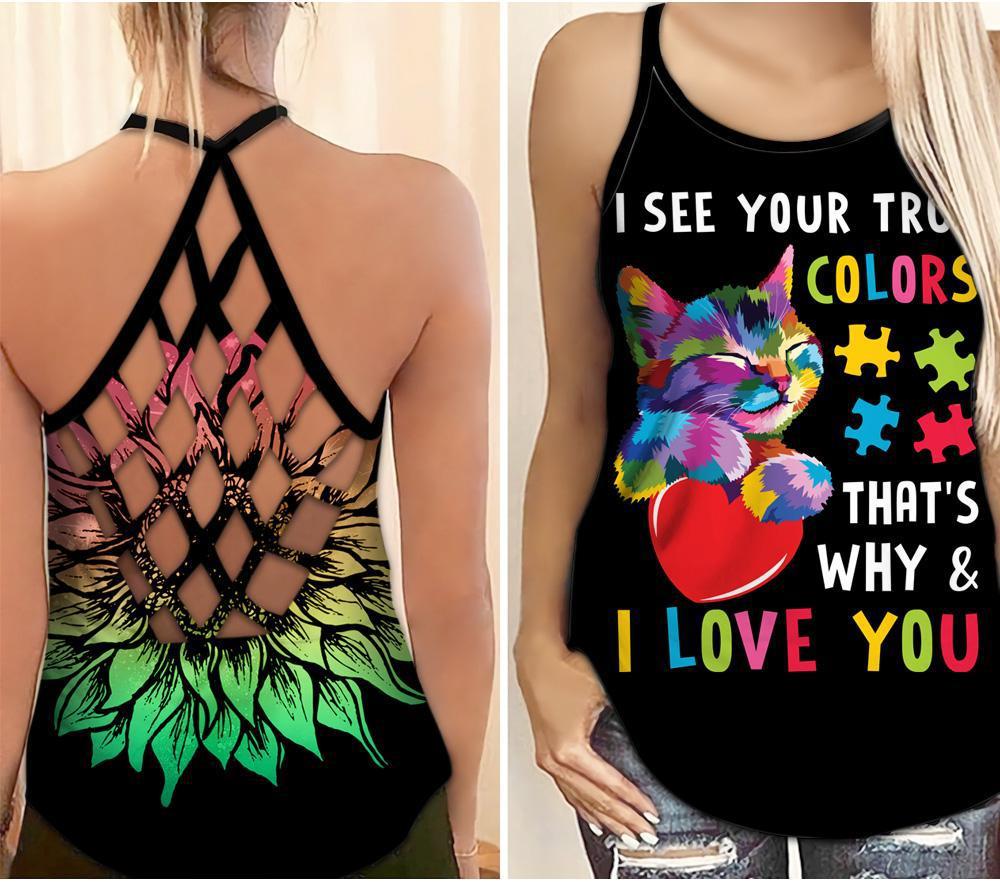 Autism Awareness I Love You Hollow Tank Top For Community Events And Positive Support