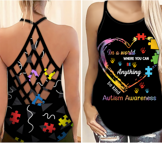 Autism Awareness Kindness Hollow Tank Top For Support Events And Casual Styling