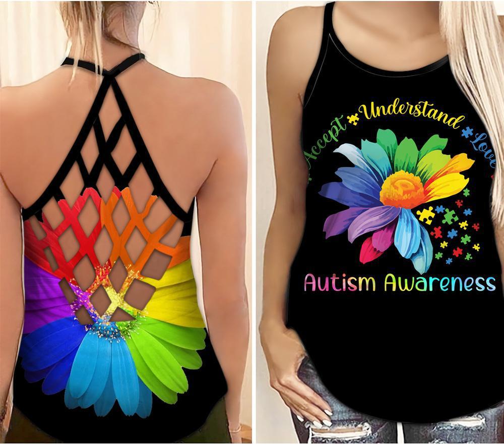 Autism Awareness Acceptance Understanding And Love Hollow Tank Top For Support Events And Casual Styling