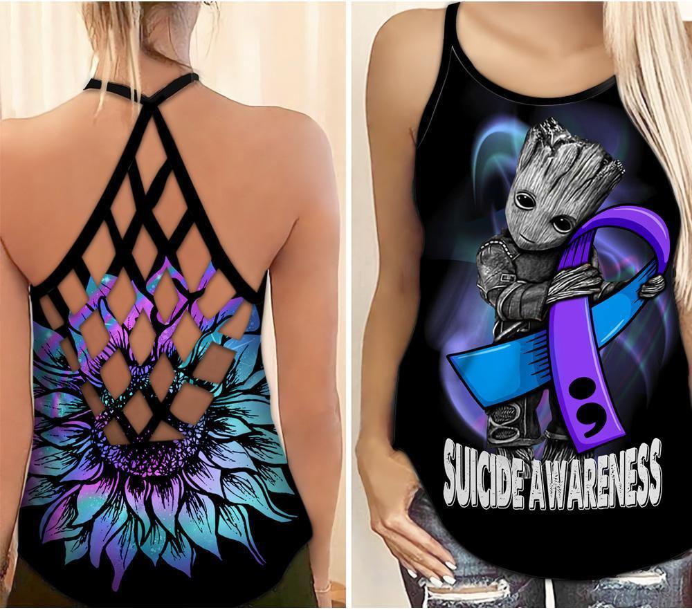 Expressive Wellness Support Hollow Tank Top For Awareness Events Vacations And Comfortable Weekend Wear