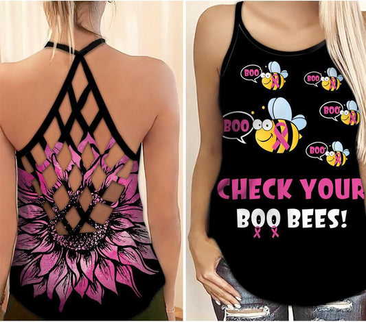 Breast Cancer Awareness Check Your Boo Bees Hollow Tank Top For Community Events And Positive Support