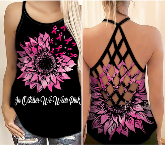 Breast Cancer Awareness We Wear Pink Hollow Tank Top For Awareness Gatherings And Daily Wear