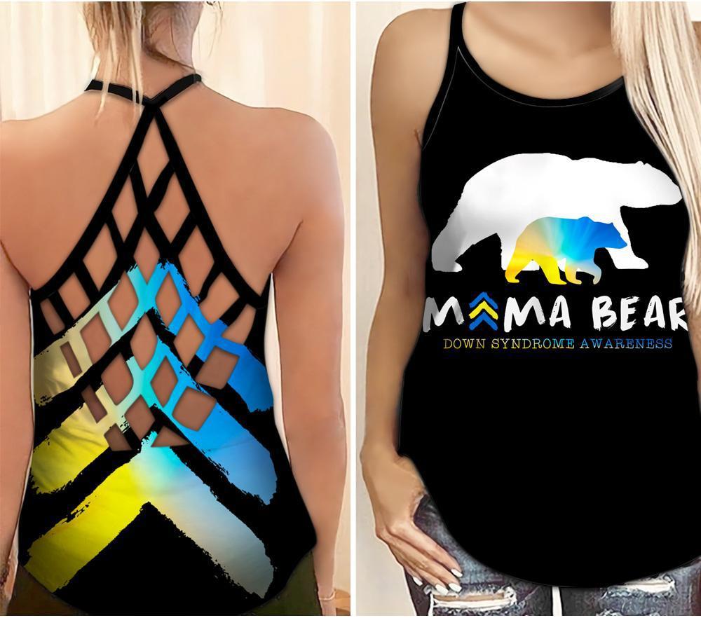 Down Syndrome Awareness Mama Bear Hollow Tank Top For Community Events And Positive Support