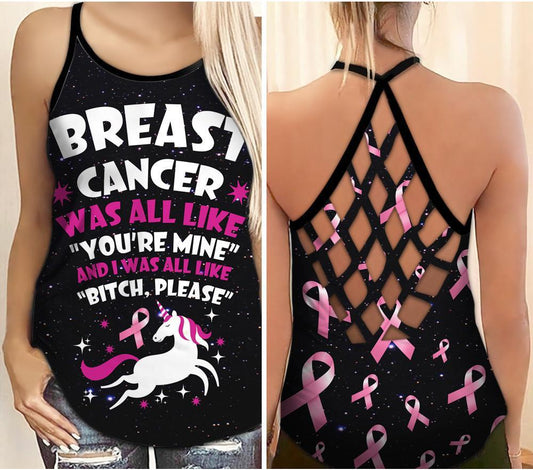 Breast Cancer Awareness Strong Fighter Hollow Tank Top For Community Events And Positive Support