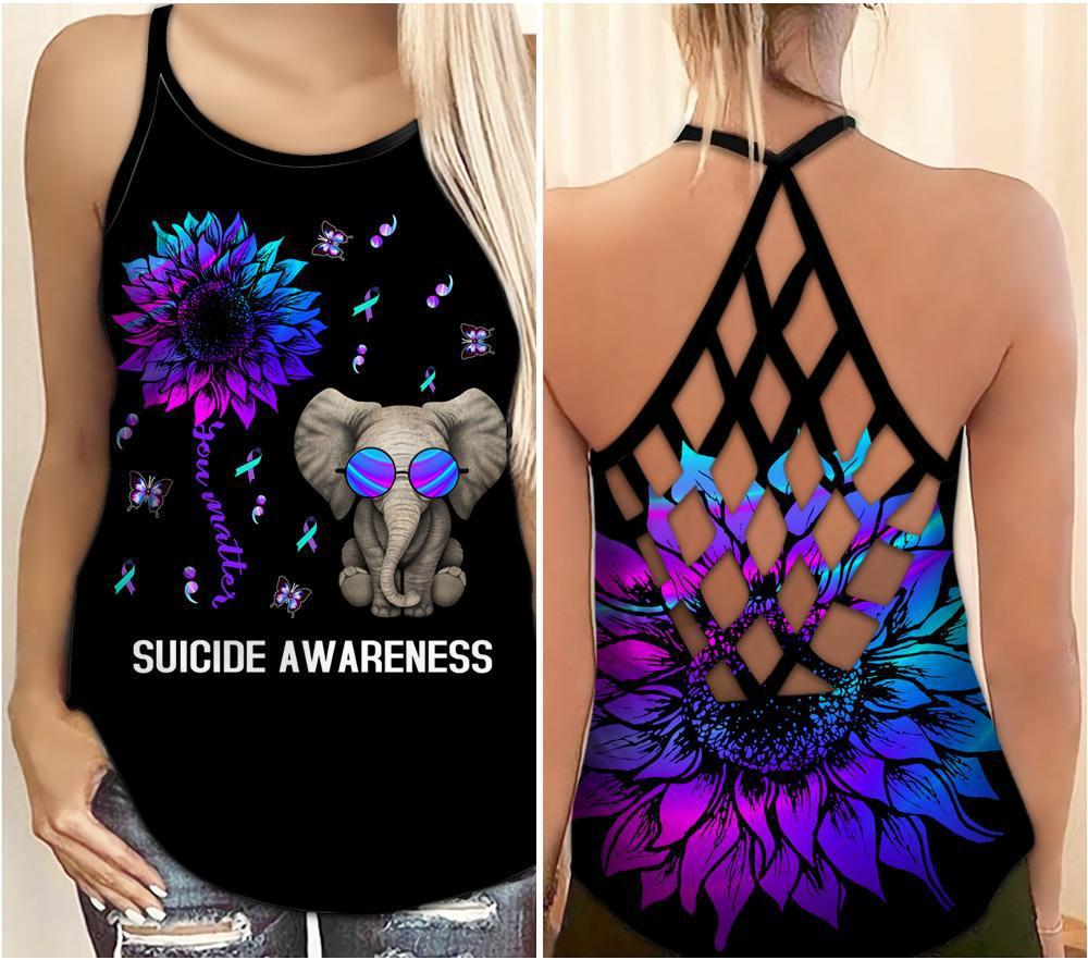 Expressive Wellness Support Hollow Tank Top For Positive Support Events And Thoughtful Activewear Gifting
