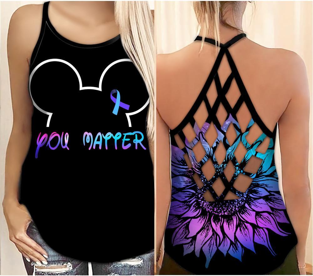 Expressive Wellness Support Hollow Tank Top For Awareness Activities Festivals And Relaxed Daily Styling