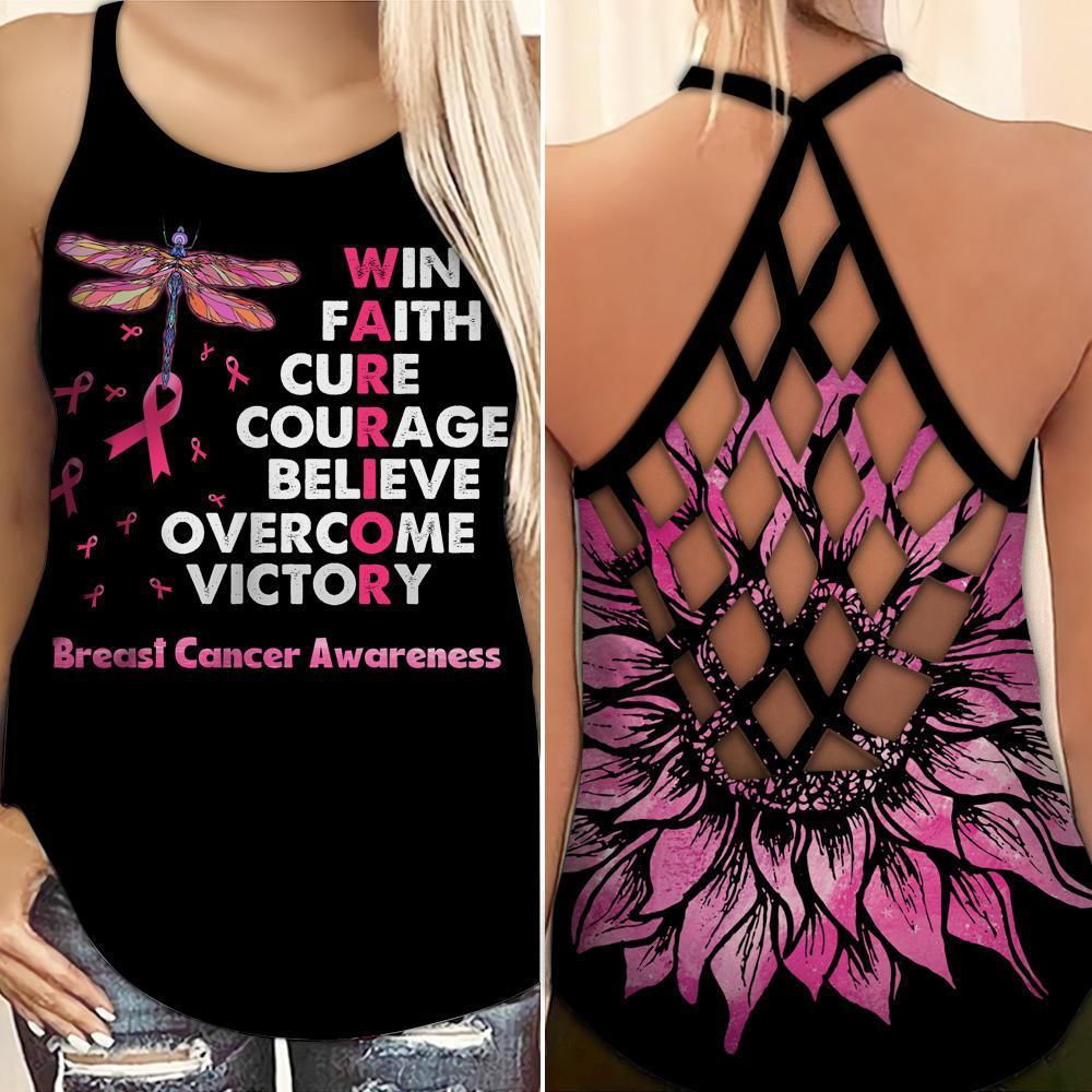Breast Cancer Awareness Faith Cure Hollow Tank Top For Community Events And Positive Support