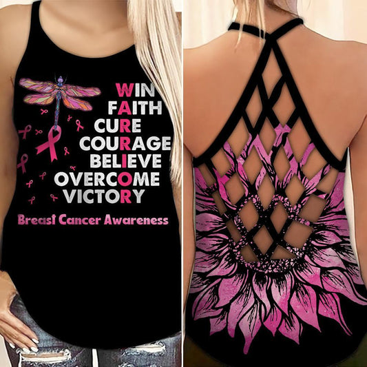 Breast Cancer Awareness Faith Cure Hollow Tank Top For Community Events And Positive Support