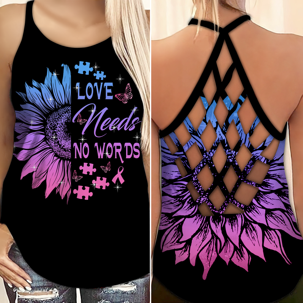 Autism Awareness Unspoken Love Support Hollow Tank Top For Community Activities And Comfort