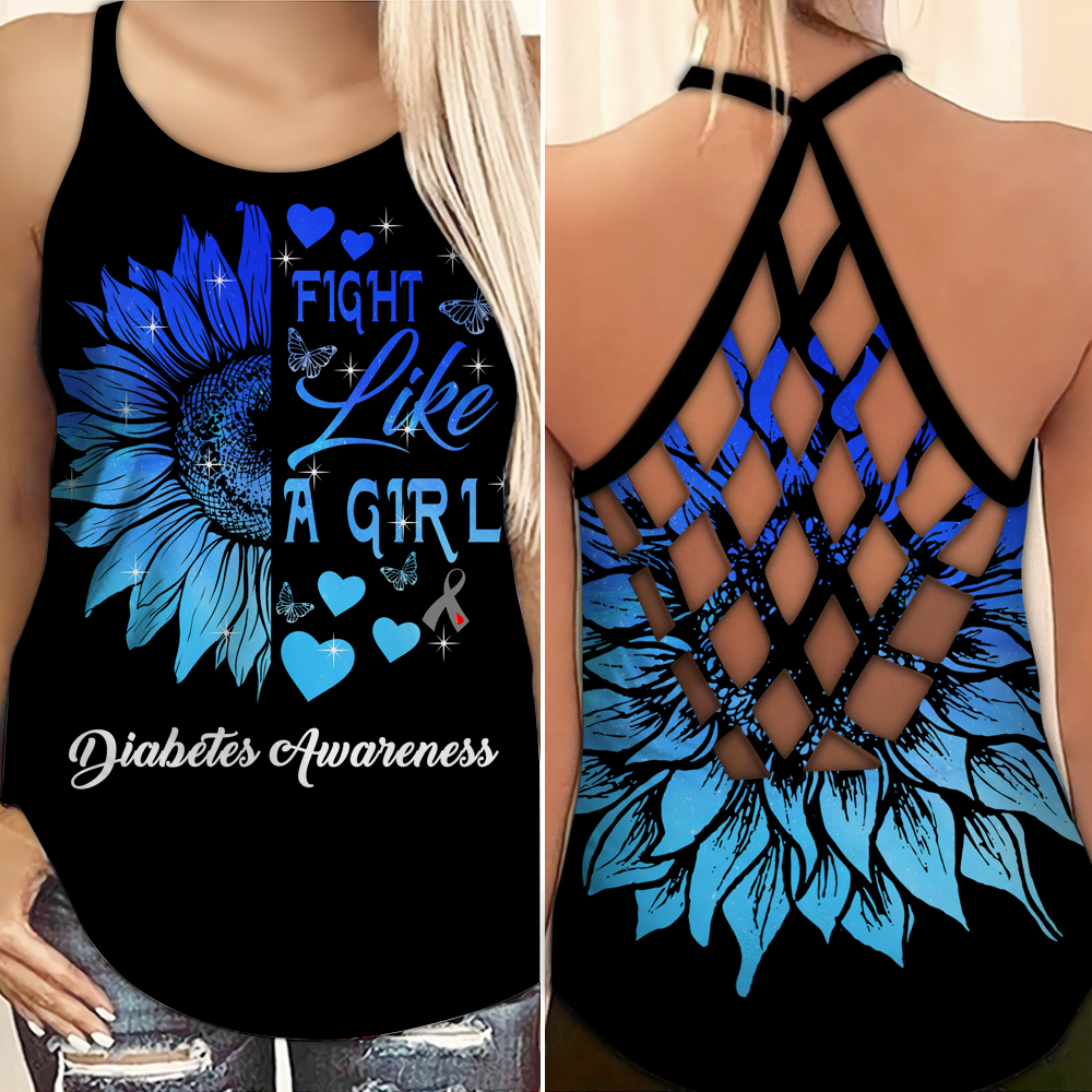 Diabetes Awareness Strength And Support Hollow Tank Top For Awareness Gatherings And Daily Wear