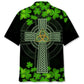 Cross Green Irish Saint Patrick's Day Hawaiian Shirt For Resort Trips, Coastal Parties, And Warm Weather Style