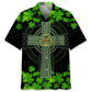 Cross Green Irish Saint Patrick's Day Hawaiian Shirt For Resort Trips, Coastal Parties, And Warm Weather Style