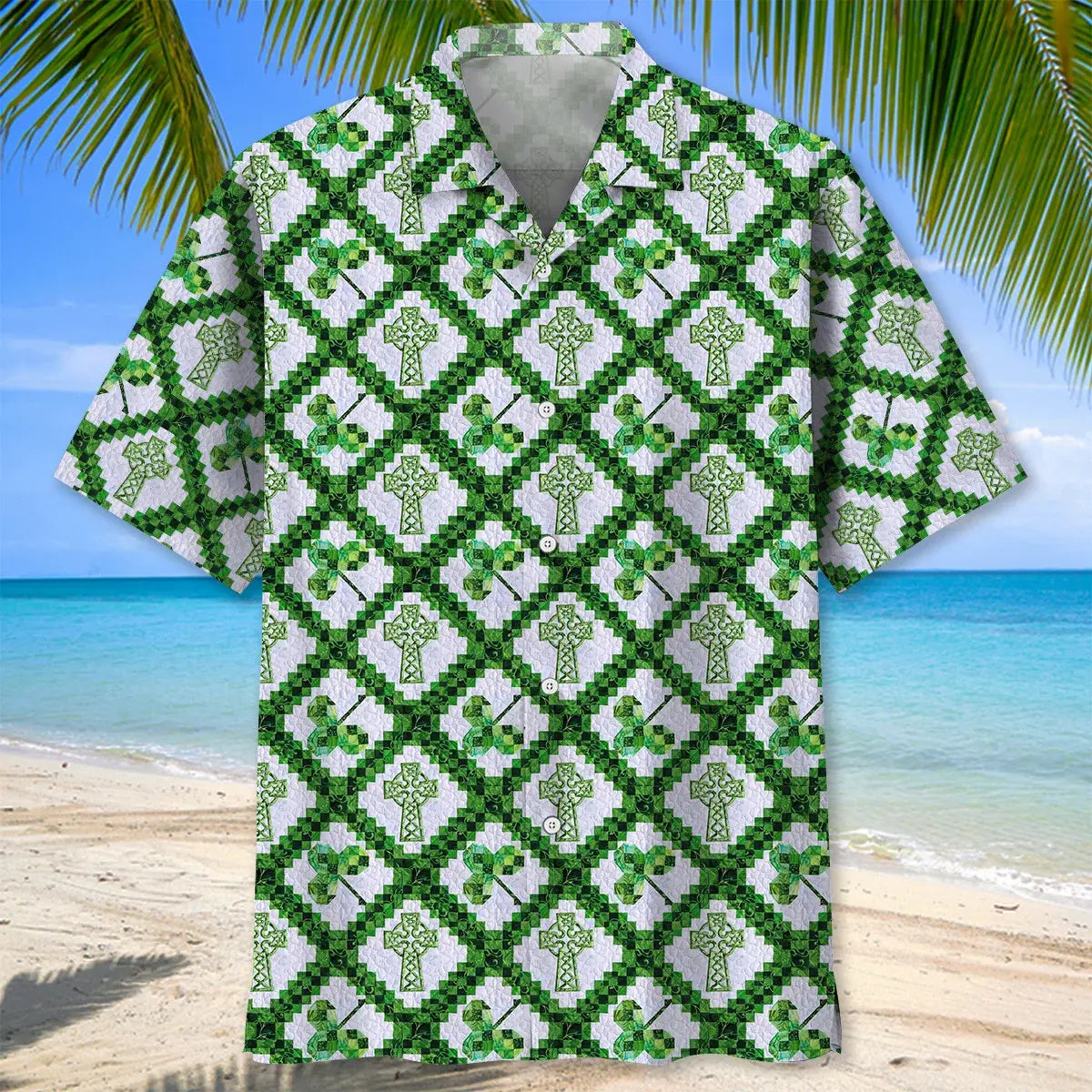 Cross Saint Patrick's Day Hawaiian Shirt For Christmas Gatherings, Resort Trips, And Cheerful Seasonal Style