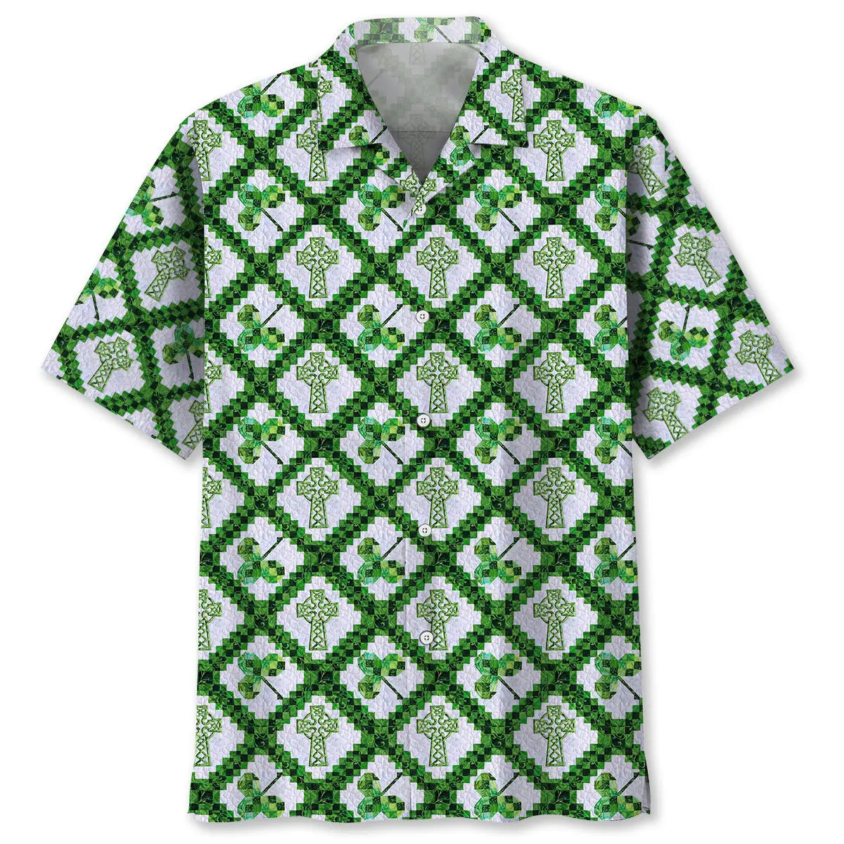 Cross Saint Patrick's Day Hawaiian Shirt For Christmas Gatherings, Resort Trips, And Cheerful Seasonal Style