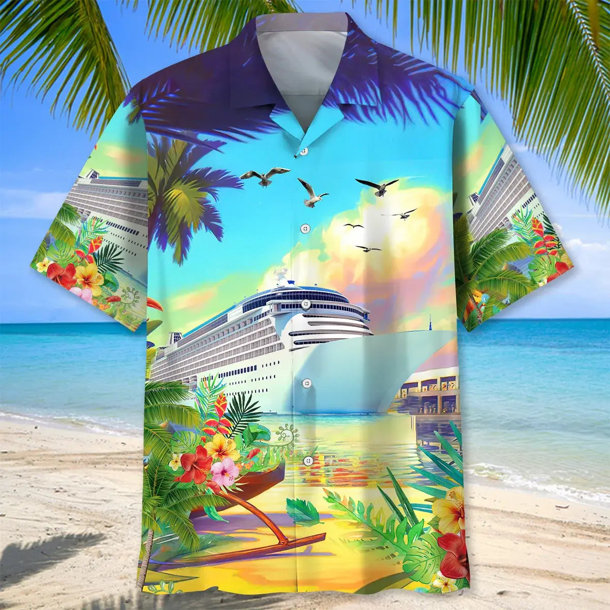 Colorful Cruise Beach Hawaiian Shirt For Island Getaways, Outdoor Gatherings, And Comfortable Summer Wear