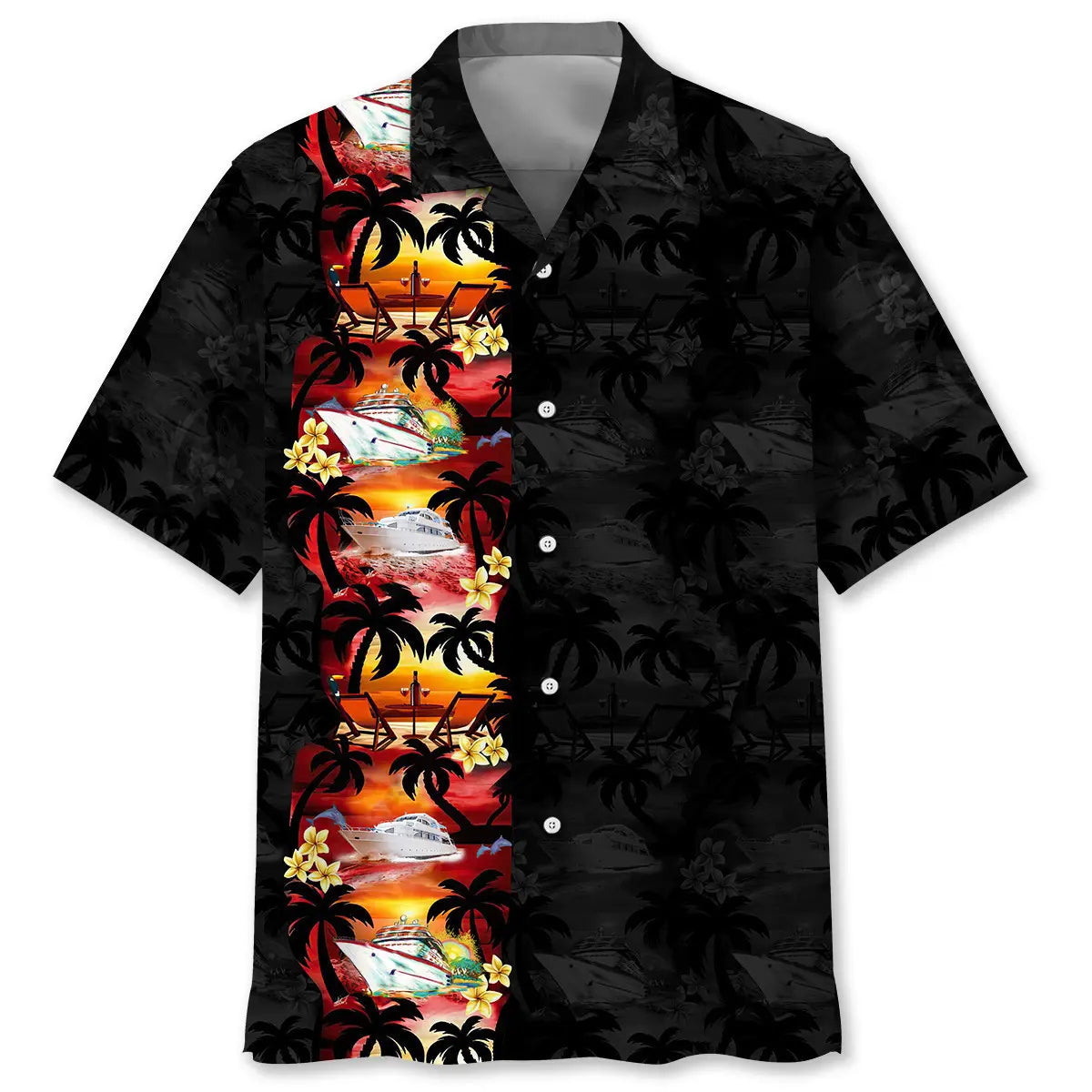 Floral Cruise Hawaiian Shirt For Summer Vacation, Beach Travel, And Casual Wear
