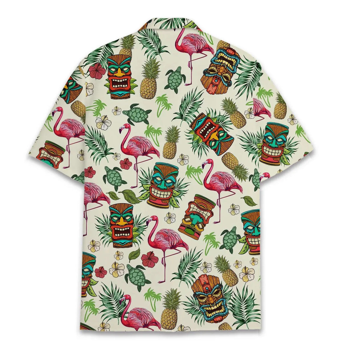 Island Flamingo Tiki Aloha Hawaiian Shirt For Creative Adventures, Beach Travel, And Bold Warm Weather Wear
