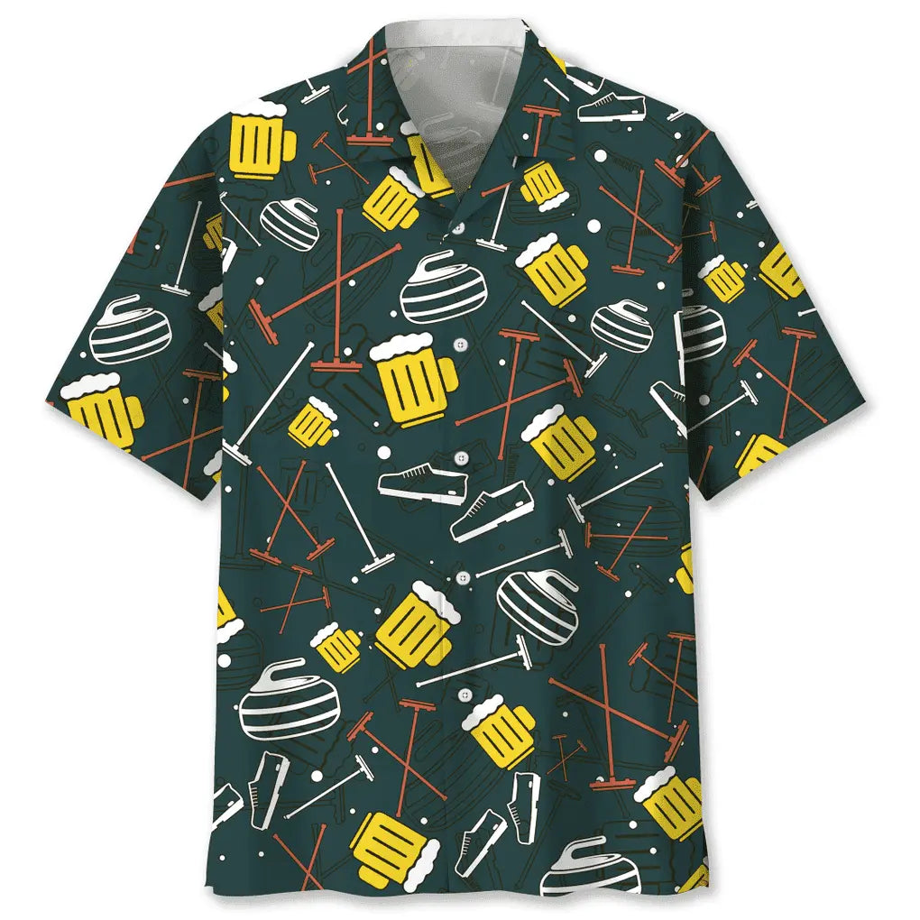 Curling Beer Hawaiian Shirt For Beach Days, Summer Outings, And Thoughtful Gift Giving