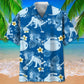 Curling Blue Nature Hawaiian Shirt For Island Vacations, Resort Wear, And Relaxed Seasonal Style
