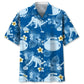 Curling Blue Nature Hawaiian Shirt For Island Vacations, Resort Wear, And Relaxed Seasonal Style