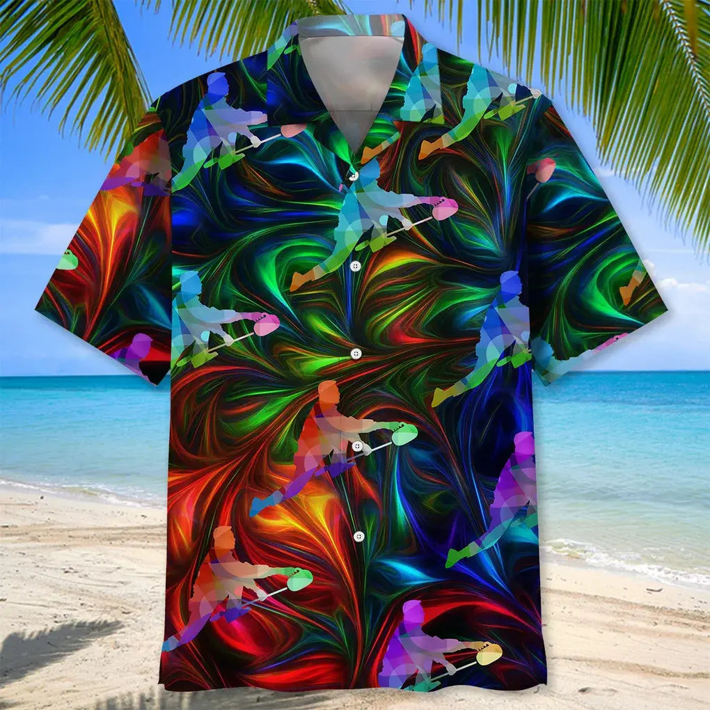 Colorful Curling Hawaiian Shirt For Coastal Travel, Casual Events, And Comfortable Summer Wear
