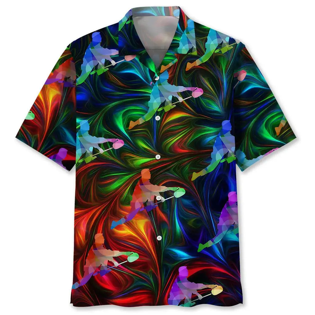 Colorful Curling Hawaiian Shirt For Coastal Travel, Casual Events, And Comfortable Summer Wear