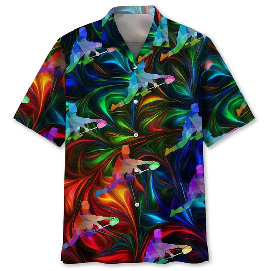 Colorful Curling Hawaiian Shirt For Coastal Travel, Casual Events, And Comfortable Summer Wear