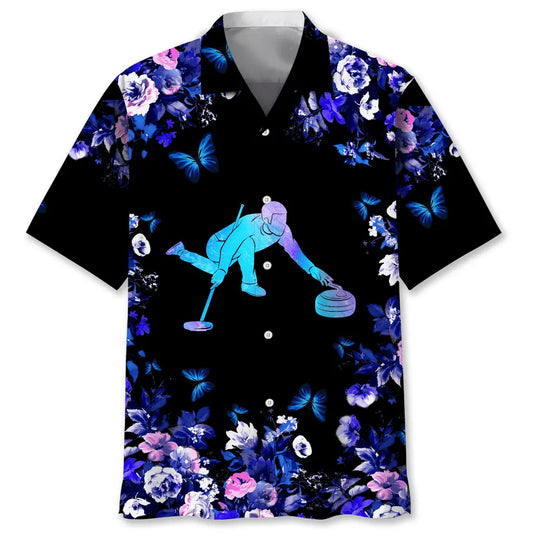 Curling Nature Hawaiian Shirt For Coastal Travel, Casual Events, And Comfortable Summer Wear