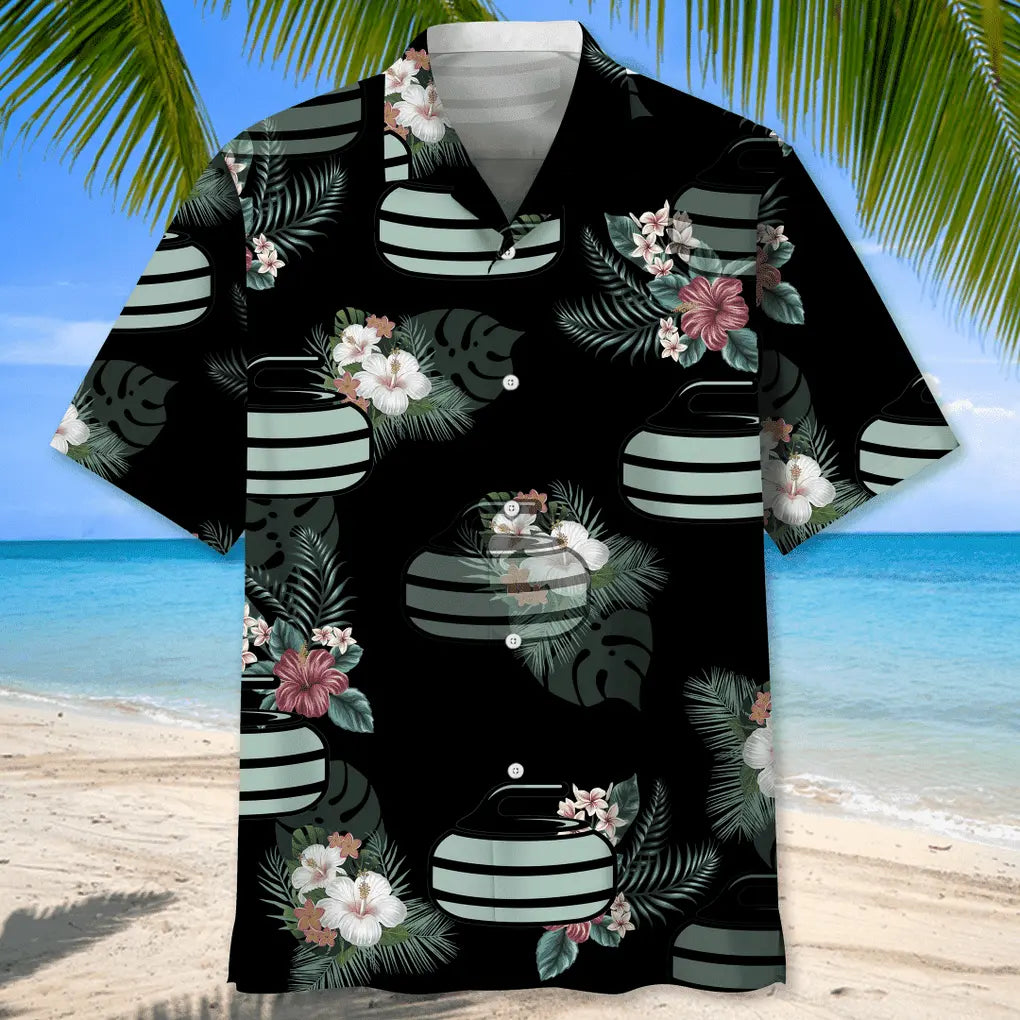 Tropical Curling Hawaiian Shirt For Island Getaways, Outdoor Gatherings, And Comfortable Summer Wear