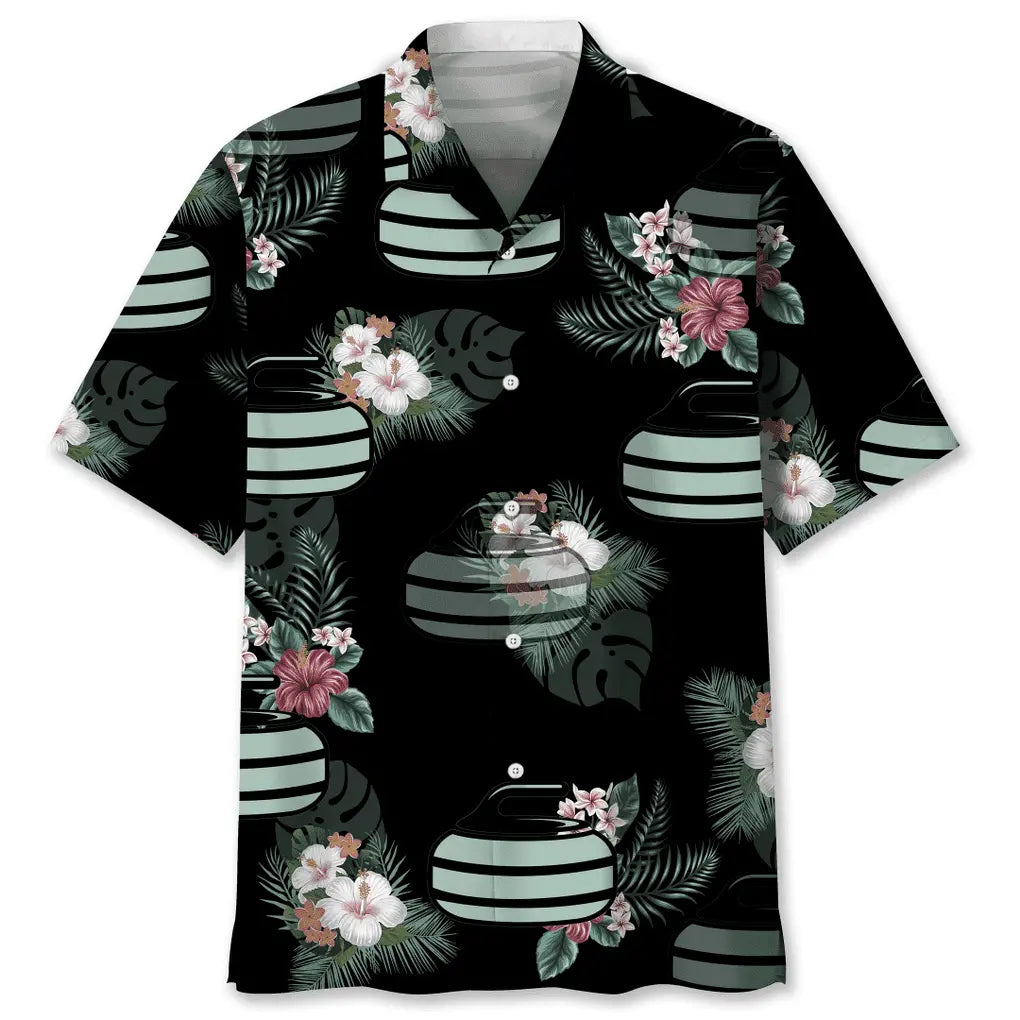 Tropical Curling Hawaiian Shirt For Island Getaways, Outdoor Gatherings, And Comfortable Summer Wear