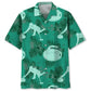 Curling Kelly Green Hawaiian Shirt For Summer Vacation, Beach Travel, And Casual Wear