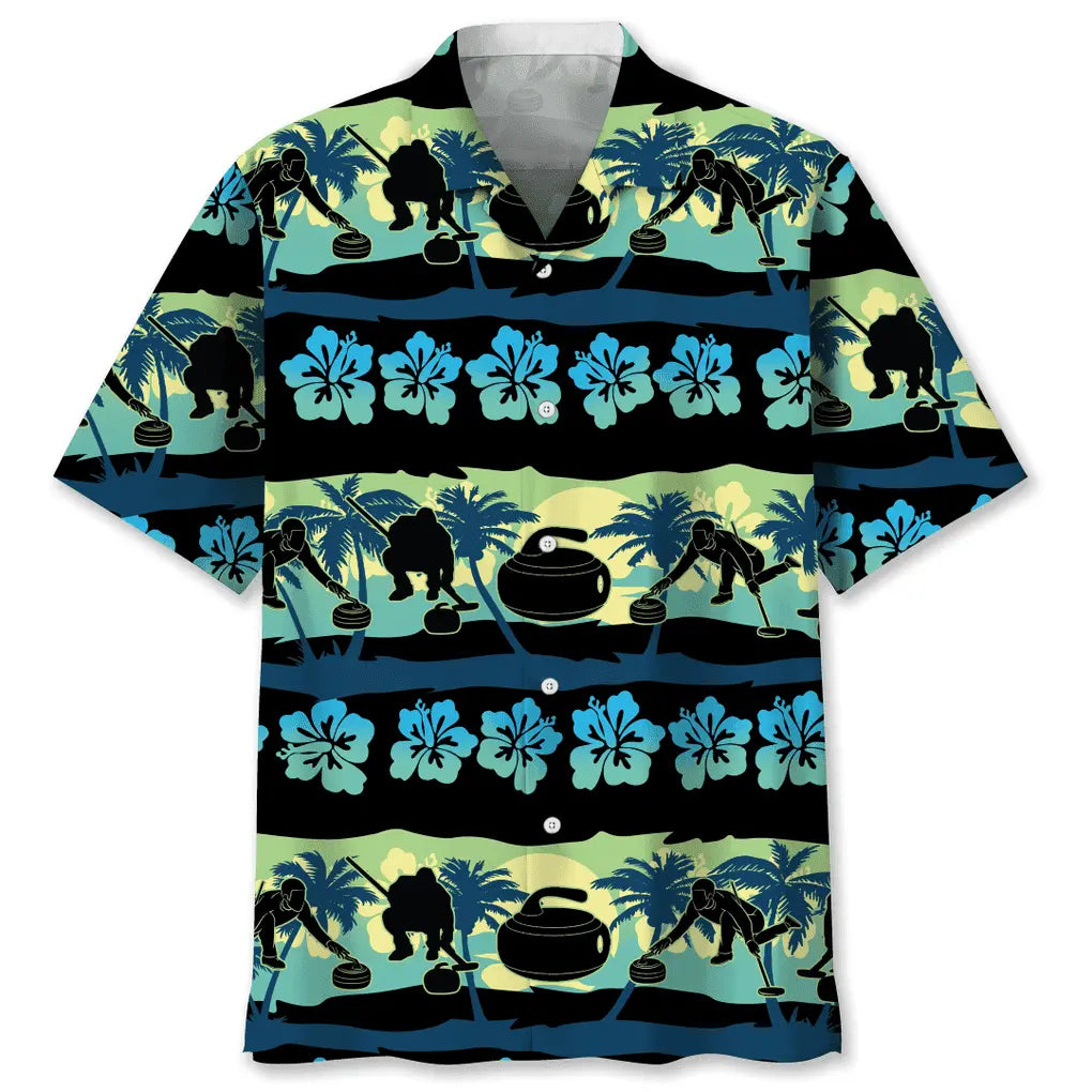 Curling Nature Beach Hawaiian Shirt For Island Getaways, Outdoor Gatherings, And Comfortable Summer Wear