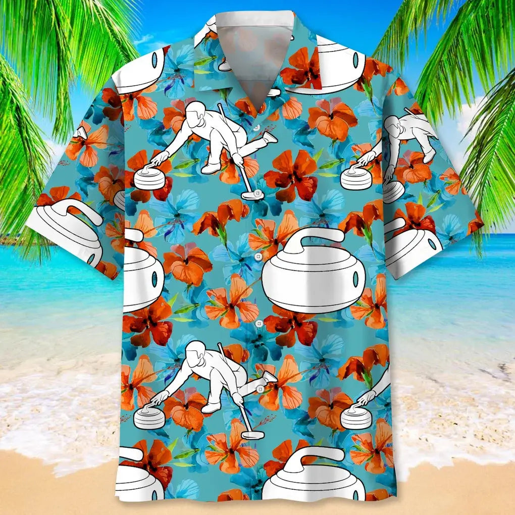Tropical Curling Nature Hawaiian Shirt For Resort Trips, Coastal Parties, And Warm Weather Style